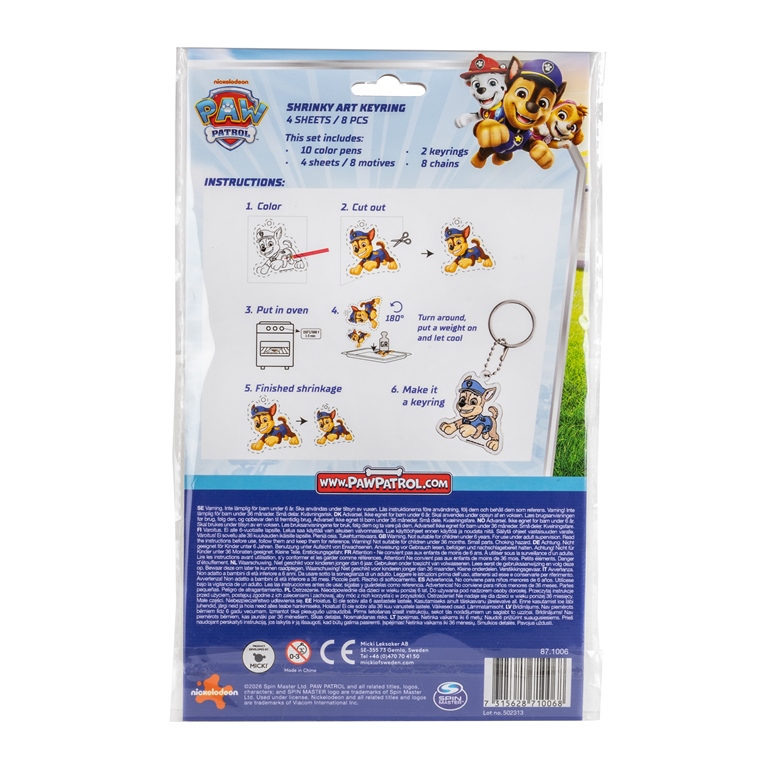 PAW PATROL Направи си ключодърж, атели от свиваща се пластмаса, 87100600