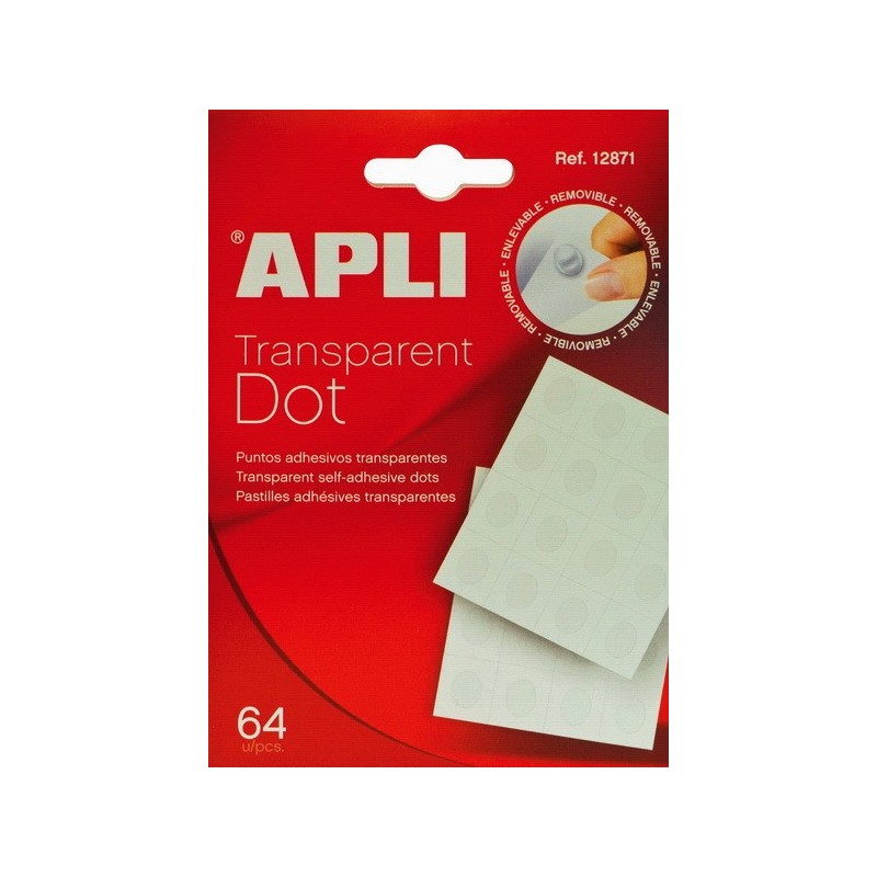 APLI 12871 Самозалепващи прозрачни точки - 64 бр.
