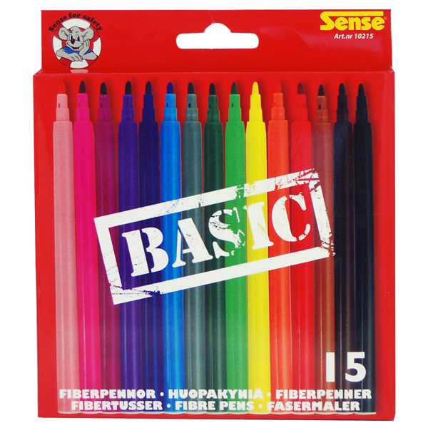 Sense - Цветни флумастери BASIC - 15 бр. 10215
