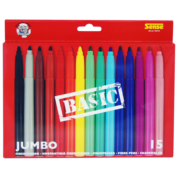 Sense - Цветни флумастери BASIC Джъмбо - 15 бр. 10216